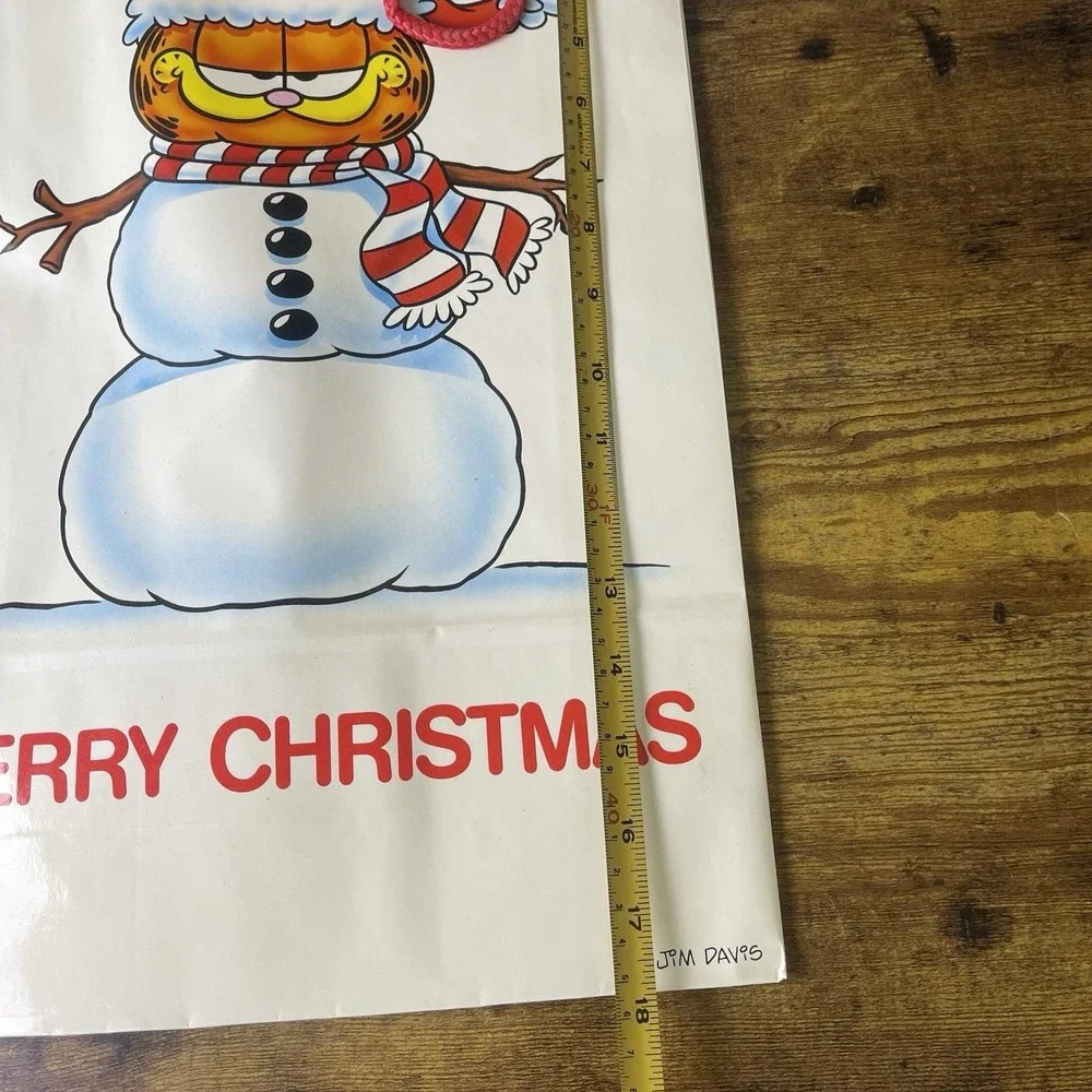 Vtg Garfield Snowman Christmas Gift Bag Lindley 11.5